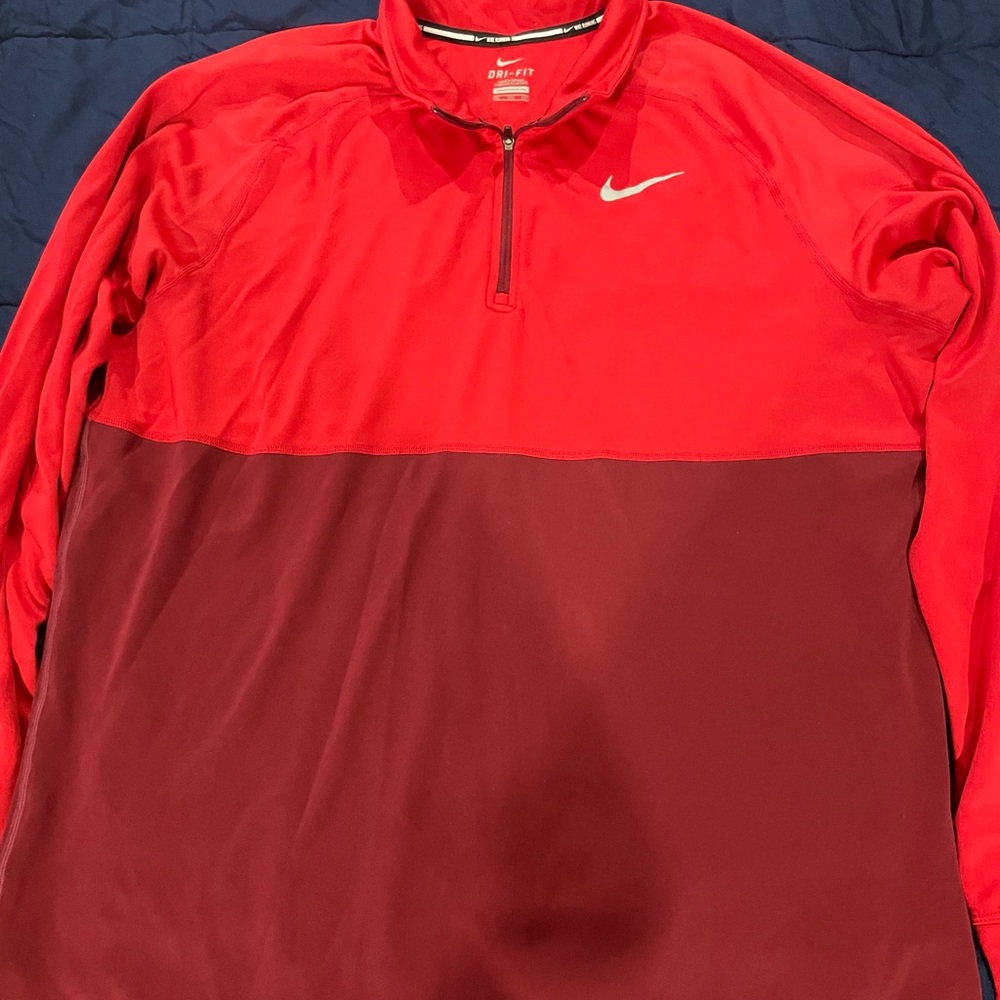 Nike dry fit half zip long sleeve track shirt, size XXL